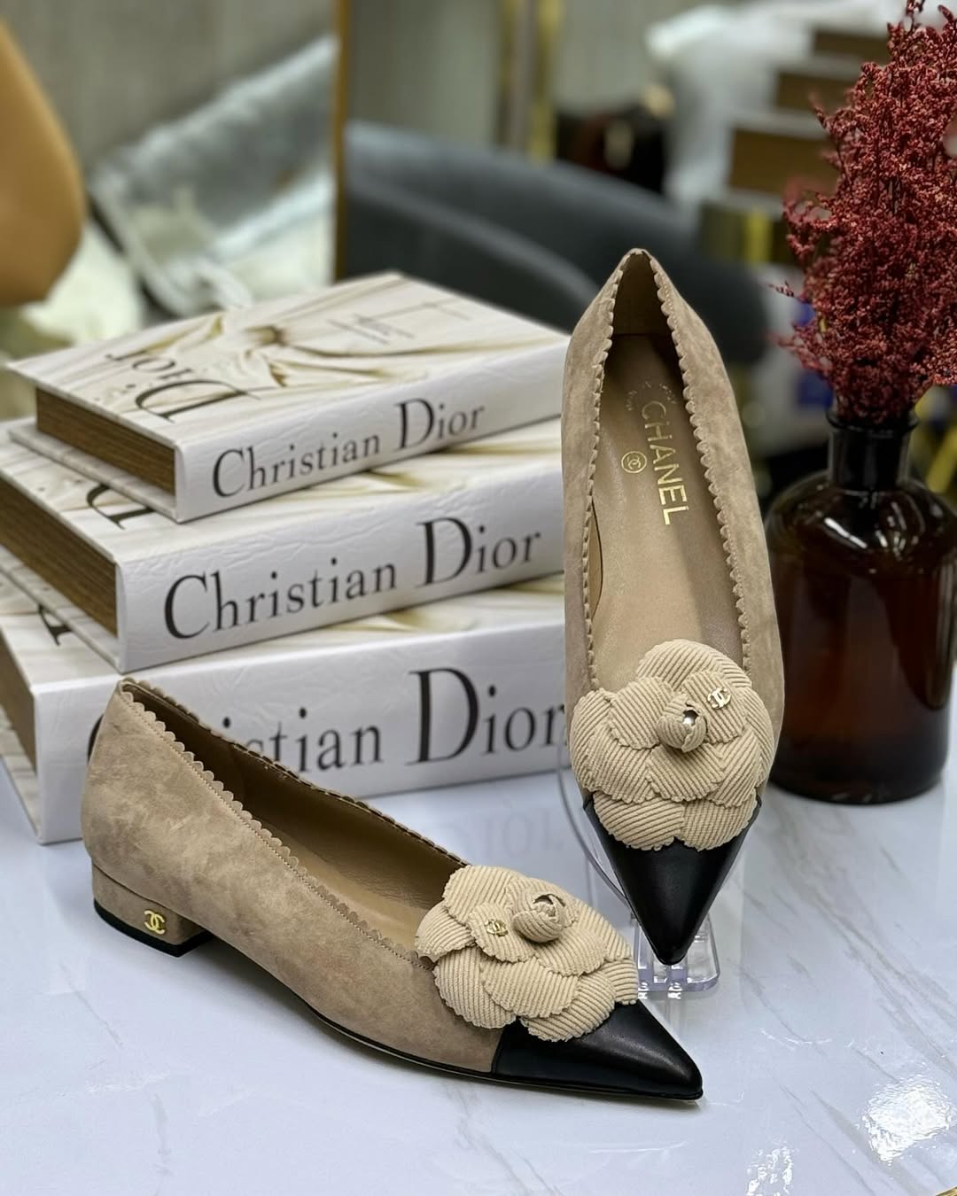 Chanel Ballet Flats with Flower Accent