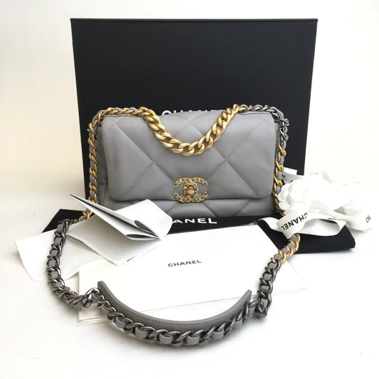 Chanel Medium Grey Lambskin 19 Flap Bag