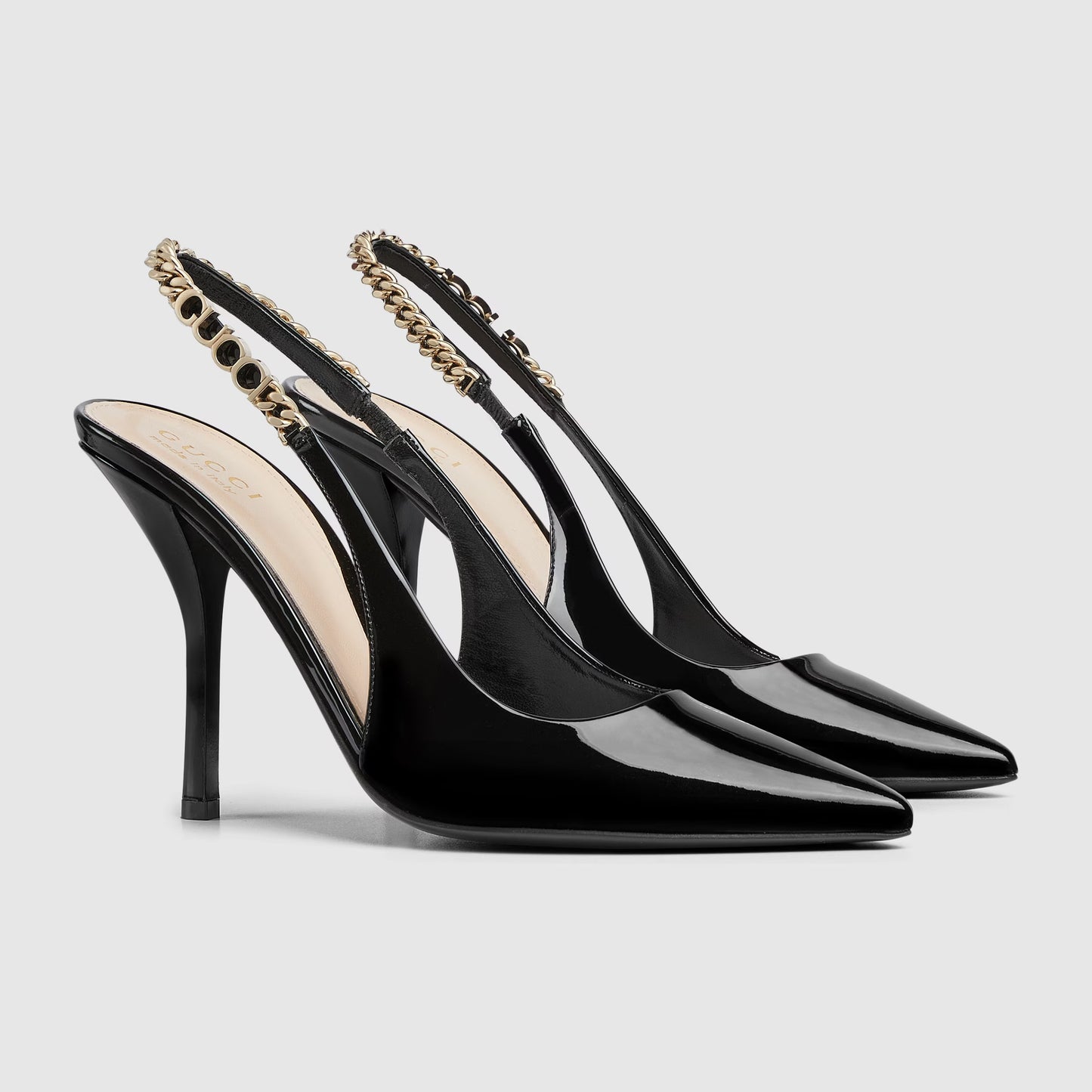 Gucci Signoria Patent Leather Chain Pumps