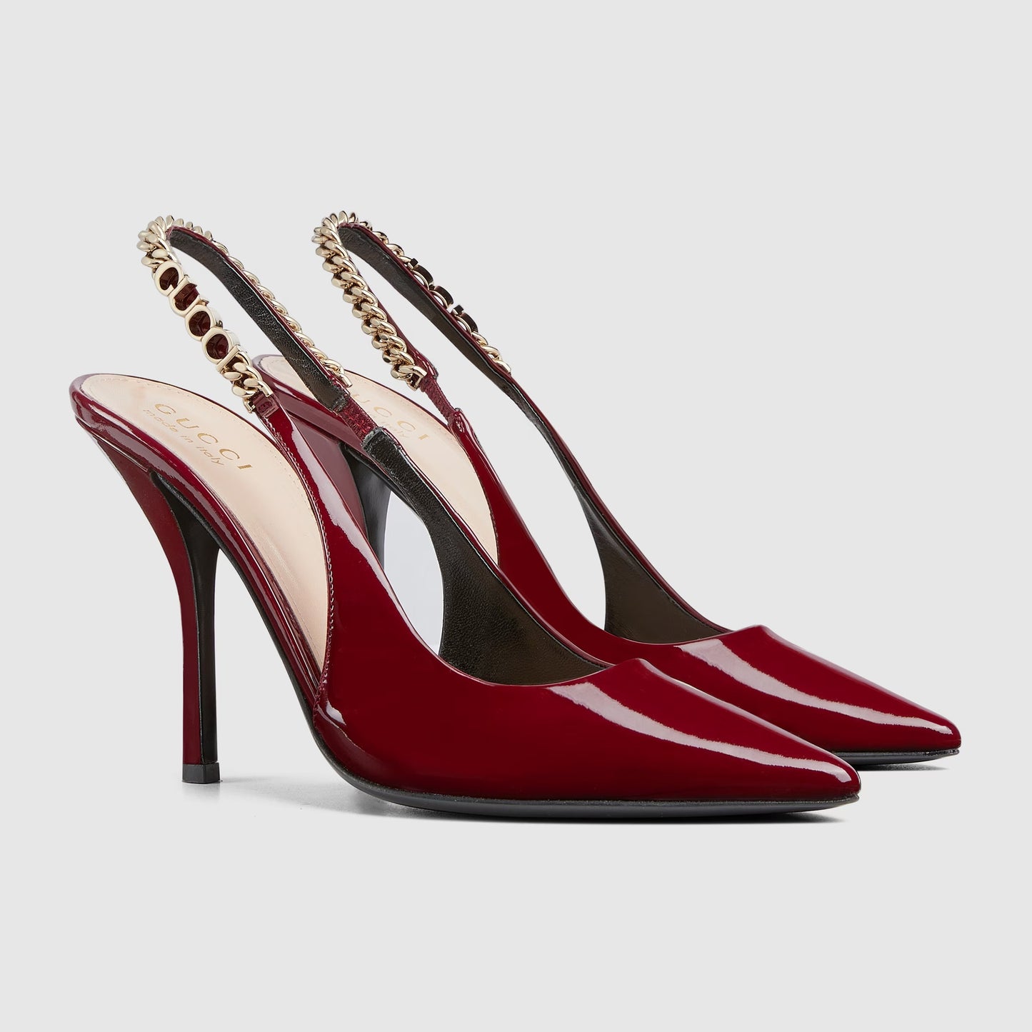 Gucci Signoria Patent Leather Chain Pumps