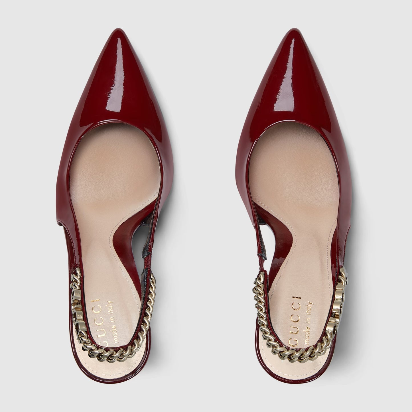 Gucci Signoria Patent Leather Chain Pumps