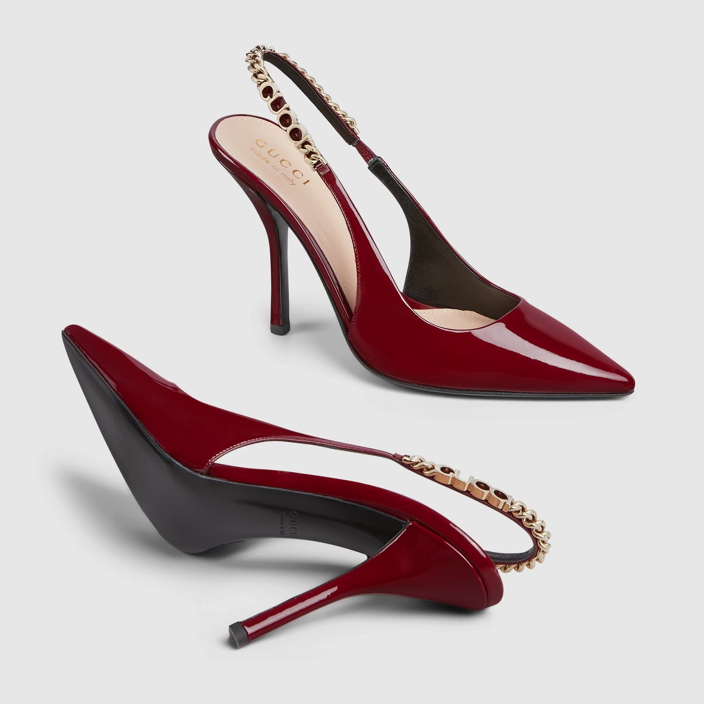 Gucci Signoria Patent Leather Chain Pumps