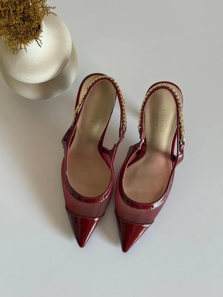 The Mesh High Heel Slingback Sandals