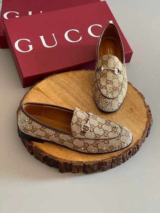 Gucci Crystal Embellished GG Canvas Loafers