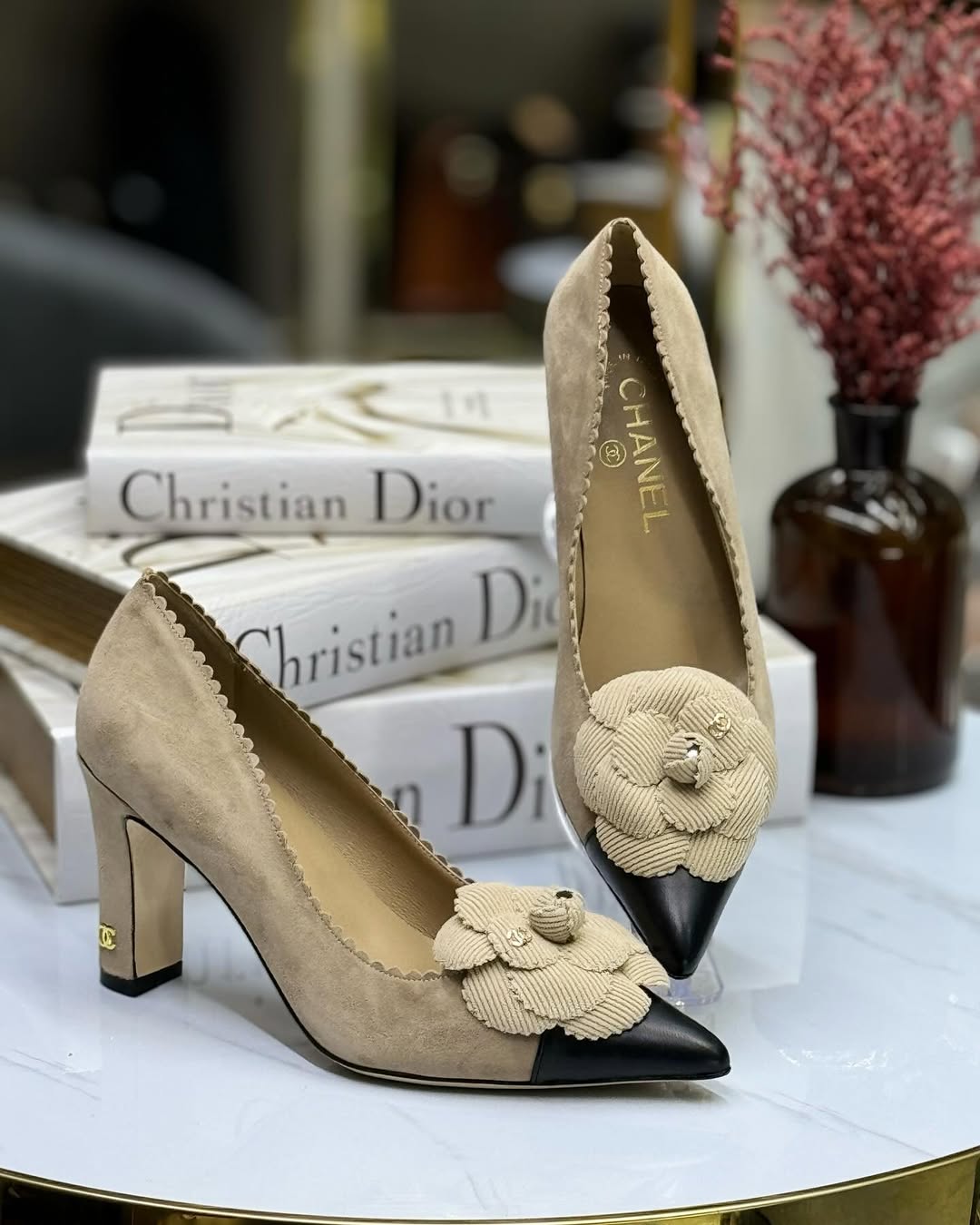 Chanel Floral Heel Pumps