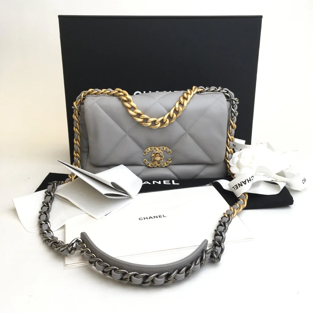 Chanel Medium Grey Lambskin 19 Flap Bag