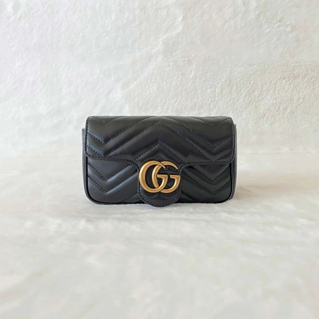 Black Matelassé Super Mini Bag