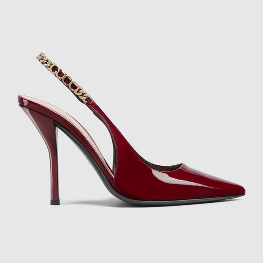 Gucci Signoria Patent Leather Chain Pumps