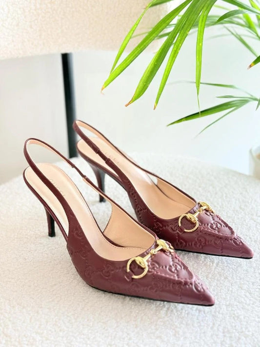 Gucci Horsebit Monogram GG Back Belt Heels