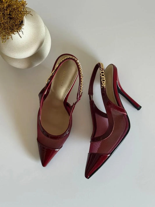 The Mesh High Heel Slingback Sandals