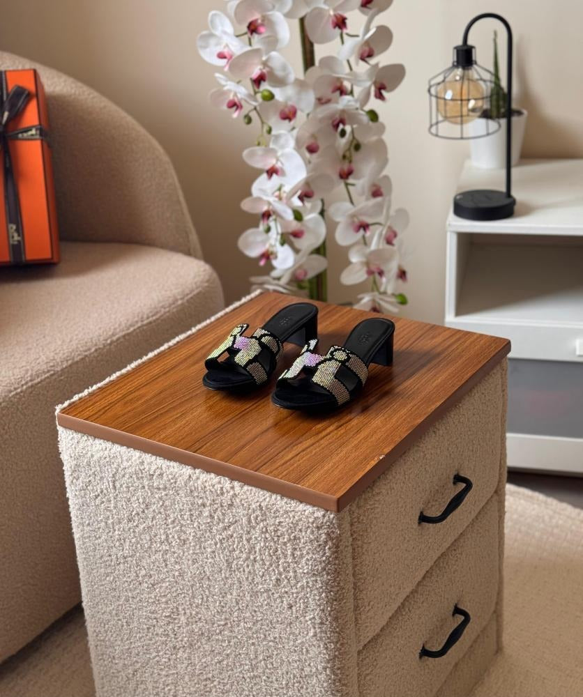 Rhinestone Slide Heeled Sandals