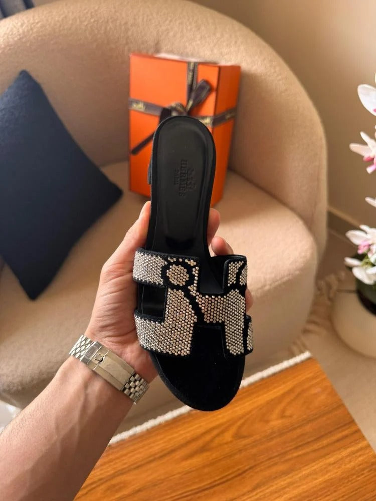 Rhinestone Slide Heeled Sandals