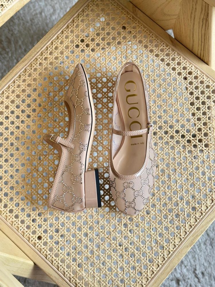 Gucci Mesh Rhinestone Mid-Heel Pumps