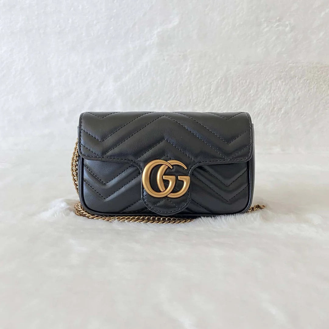 Black Matelassé Super Mini Bag