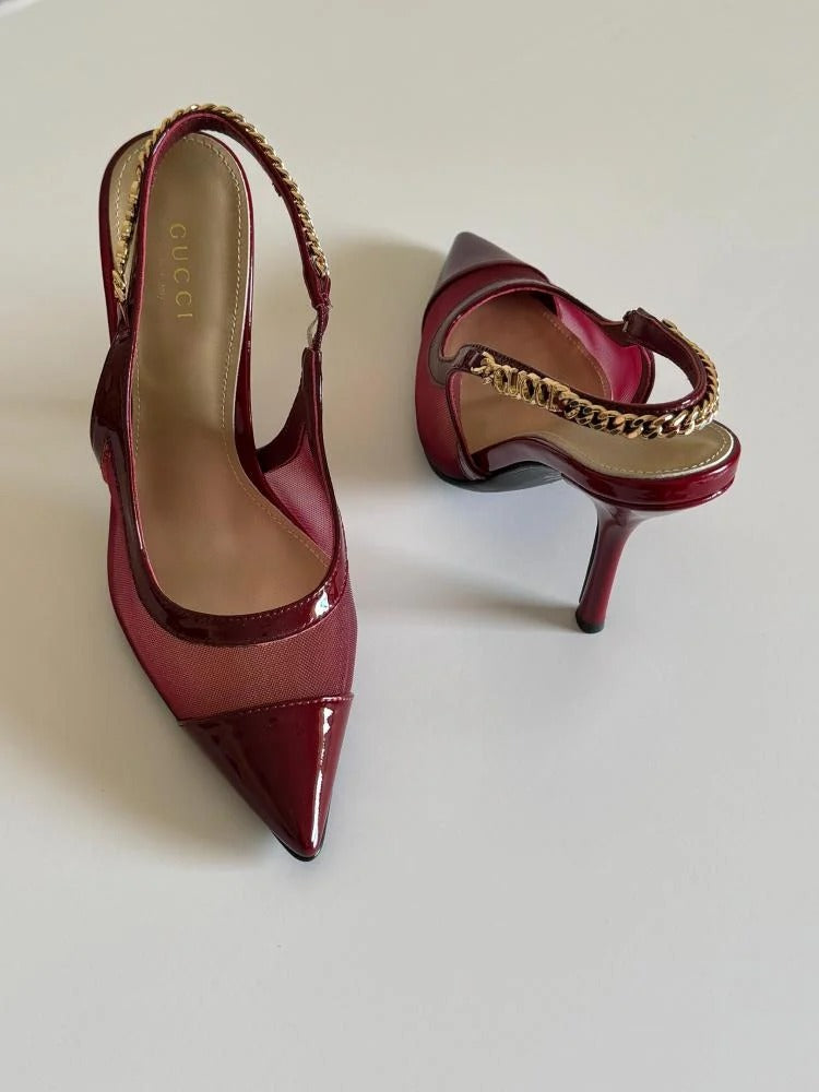 The Mesh High Heel Slingback Sandals