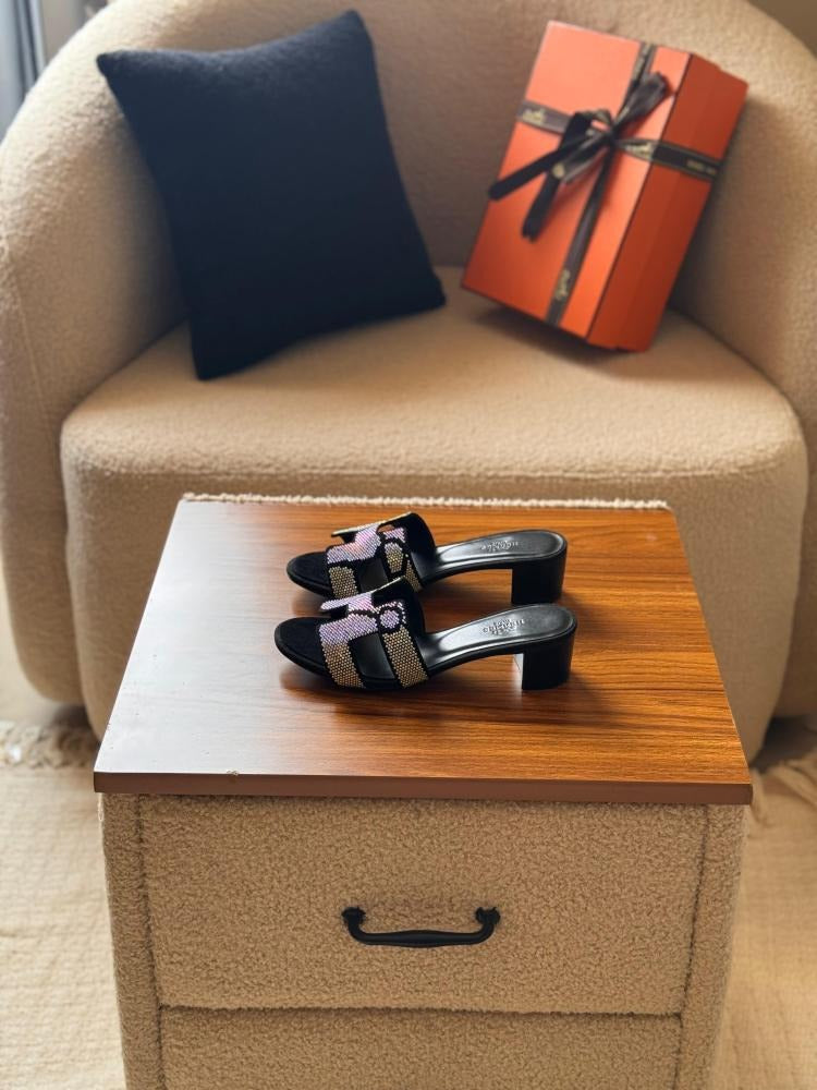 Rhinestone Slide Heeled Sandals