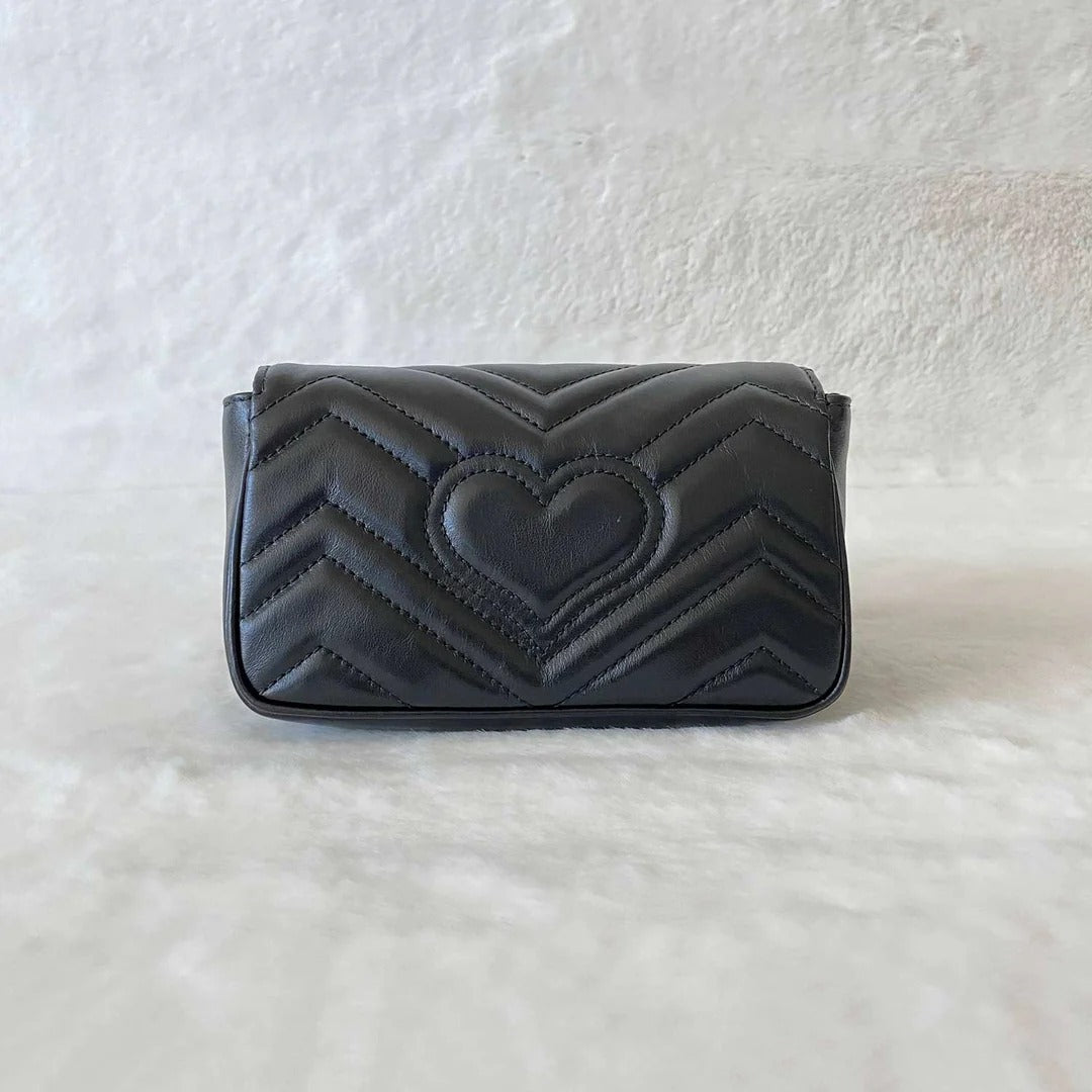 Black Matelassé Super Mini Bag