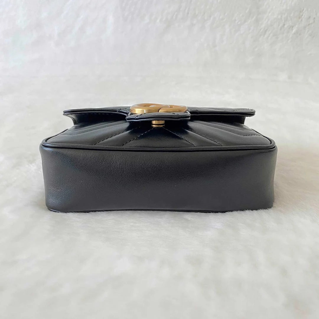Black Matelassé Super Mini Bag